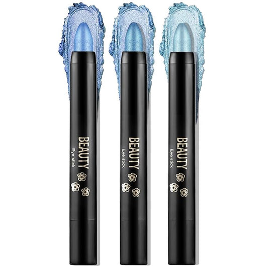 Boobeen 3PCS Cream Eyeshadow Pencil Crayon Waterproof Brightener Stick Shimmer Pen Create Glitter Eye Makeup, Easy to Use