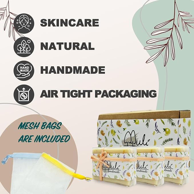 Natural Handemade Bar Soap for Men and Women with Essential oils, Scented Bar Soaps for Bath, Fragrance Gift Set (Pack of 3) Calendula