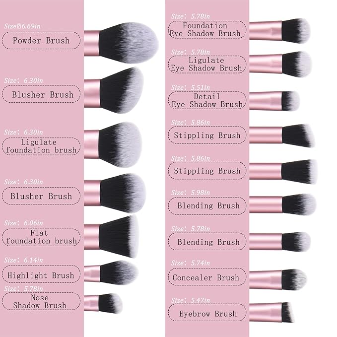 111 Makeup Brushes Set 22 Pcs Makeup Kit With Case Premium Soft Synthetic Hair Foundation Brush Concealer Brush Eyeshadow Brush Transparent Make up Brushes Set With Beauty puff (Pink+Black, 22pcs)