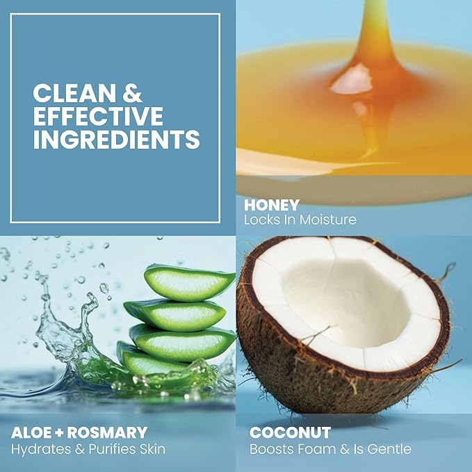 Eva Naturals Coconut & Honey Foaming Face Wash – Gentle Hydrating Facial Cleanser for Sensitive & Aging Skin – Removes Makeup, Dirt & Oil – Soothing Aloe & Royal Jelly – 6 Fl Oz