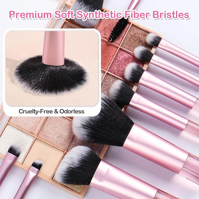 Kingtree 10PCS Mini Makeup Brushes with Pouch, Portable Makeup Brush Travel Set, Easy-taken ON THE GO Makeup Brush Full Complete Function Cosmetic Brushes for Girls