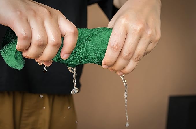 Softolle 100% Cotton Washcloths 24 Pack (12x12 Inches) Soft, Highly Absorbent Washcloth, Face Towels, Wash Cloths for Face, Ring Spun, Bulk Pack (Dark Green)