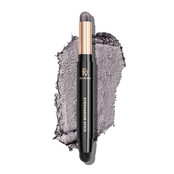 FV Cream Shimmer Eyeshadow Stick，Long Lasting & Waterproof, Multi-Use & High Pigment Eyeshadow Makeup Stick, Smoky Grey Shimmer