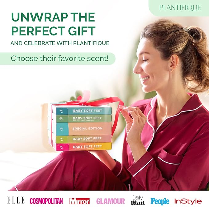 PLANTIFIQUE Foot Peeling Mask 1 Pack | Dermatologically Tested Repairs Heels & Removes Dry Dead Skin for Baby Soft Feet | Exfoliating Foot Peel Mask for Dry Cracked Feet | Peach