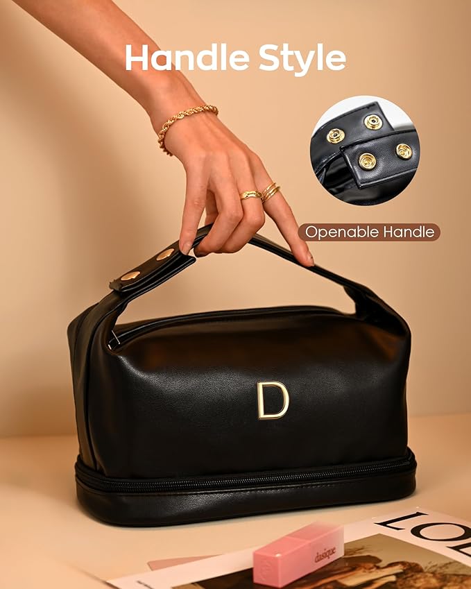 Womens Gifts, Personalized Makeup Bag with Handle, Party Gift Ideas Cosmetic Bag with Makeup Brush Organizer, Travel Toiletry Bag, Gifts for Friends Female Mom, Teen Birthday Gifts