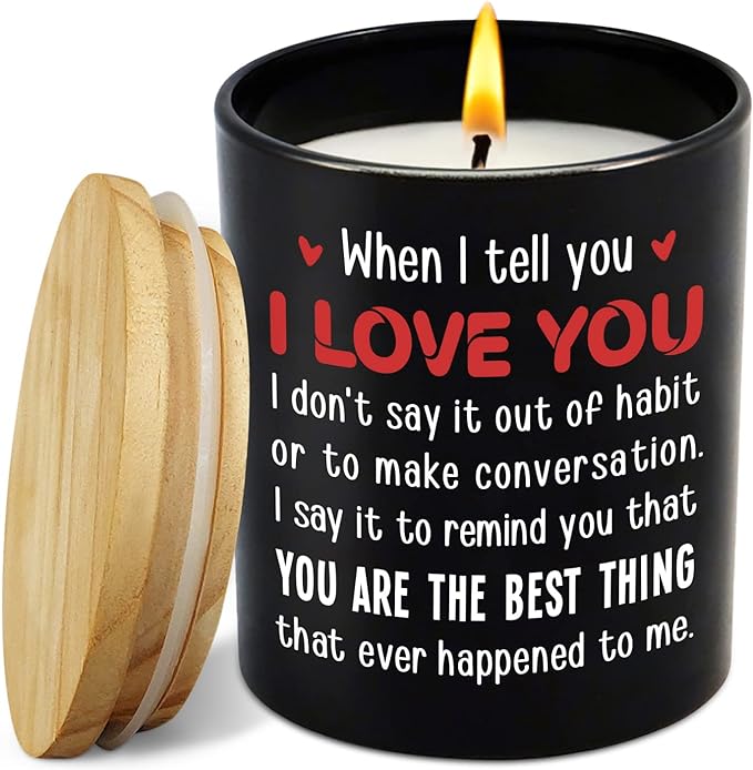 TEEZWONDER Christmas Anniversary Wedding Gifts for Men Women - Long Lasting Vanilla Lavender Candle 10 Oz - I Love You Gift for Him Her, Birthday Gifts for Husband Wife Boyfriend Girlfriend