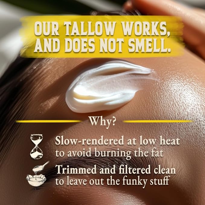 Organic Beef Tallow for Skin - 4 OZ (Citrus) — Grass Fed Beef Tallow for face + Body — US-Made Whipped Tallow and Honey Balm Moisturizer for Dry and Sensitive Skin, Eczema, Rosacea (No Additives)