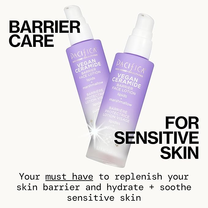 Pacifica Face Moisturizer - Vegan Ceramide Barrier Repair Face Lotion, Hydrating, For Dry Skin, Dermatologist Tested, Safe for Sensitive Skin, Fragrance Free, Vegan + Cruelty Free