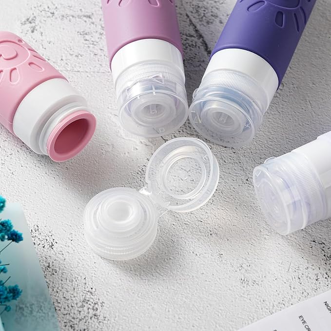 18 Pack travel Bottles for Toiletries, TSA Approved Silicone Travel Containers Leak Proof Refillable Travel Accessories for Shampoo Conditioner Lotion Body Wash(Multicolored I)