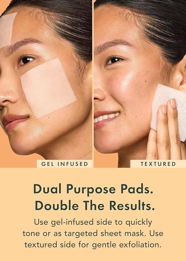 Rael Toner Pads - Cotton Pad for Face, Korean Skin Care, Dual Textured, Exfoliating and Soothing with Carotene, Niacinamide, Hyaluronic Acid, Hydrating, Vegan (70 Count)