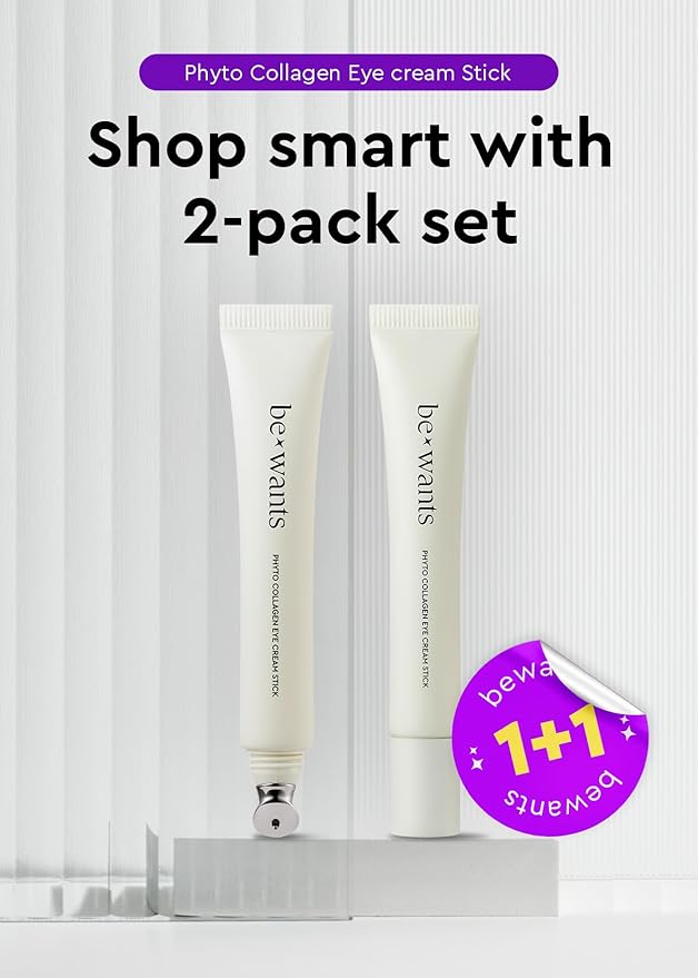 Bewants Under Eye Cream for Puffiness and Bags, Phyto Collagen Firming & Hydrating Treatment – 56.7% Vegan Collagen & Plant-Based Retinol, Refreshing Massage Applicator, 0.67 fl oz (2 Pack)