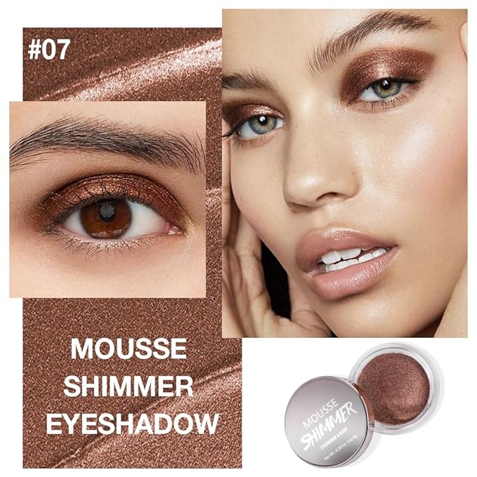 Dark Brown Mousse Shimmer Monochrome Eyeshadow, Neutral Matte Cream Monochrome Eye Shadow Pallette, Long-Lasting Waterproof Blendable sombras para ojos, Mini Eyeshadow(07#, Pack of 1)