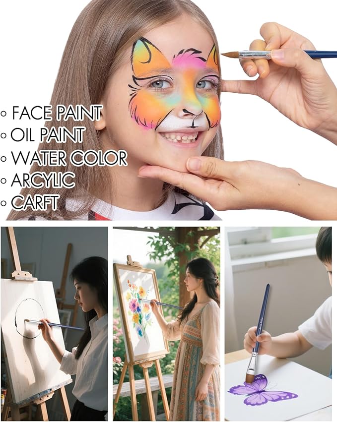 Anka Bella Professional Pre-Quality Face Paint Brushes Set,Including 14pcs Different Size Paint Brushes & Standable Case,Convenient to Use