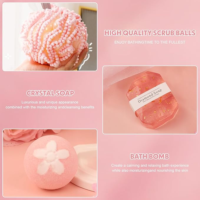 Birthday Gift Baskets for Women, Relaxing Spa Gift Set for Women, Care Package Get Well Soon Box for Her, Mom, Sister, Wife, Daughter, Friend, Gift Idea for Mother's Day, Christmas