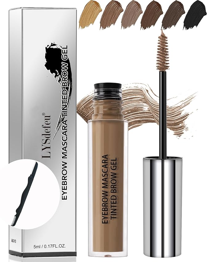 Waterproof Tinted Brow Gel- Long Lasting SmudgeProof Liquid Eyebrow Makeup, Eyebrow Mascara Tinted Brow Glue, Eye Brow Filler, Volumizing Enhance Brow Mascara,With Brow Razor,Gift for Women- 03Brown