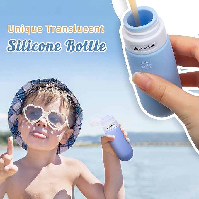 3oz Travel Bottles for Toiletries,Silicone Leak Proof Squeezable Travel Containers,TSA Approved Travel Essentials Bag for Shampoo Conditioner,5 Pack,Navy Pack