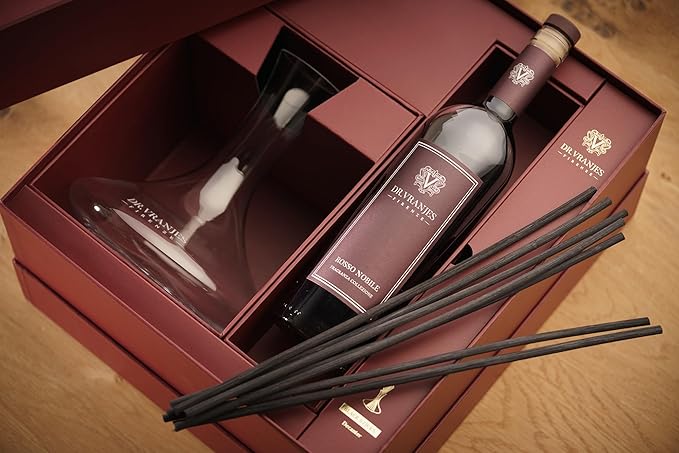 Dr. Vranjes - Rosso Nobile 750 ml Decanter & Bordeaux Bottle + Shopping Bag - Luxury Home Fragrance Set, Made in Italy, Main Scent: Fruity & Red Wine