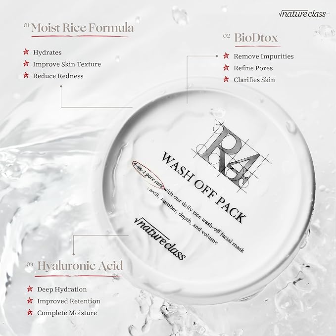 R4 Rice Wash Off Facial Mask – 4-in-1 Pore Care, Deep Cleansing, Hydrating, Exfoliates, Pore Sebum Clearing, Gentle Exfoliating Korean Skincare 3.38 Fl Oz