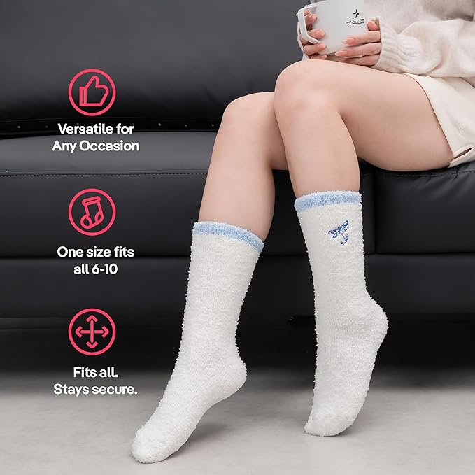 CoolMate GLOBAL Fuzzy Socks for Women Gift Box, Cozy, Soft, Comfy & Cloud-Like Socks, Plush, Durable for Spa, Home