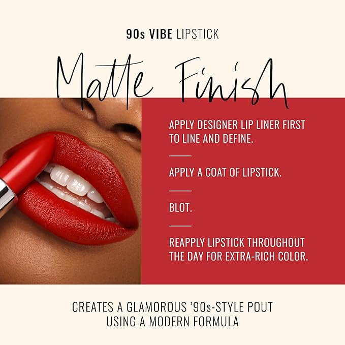 Runway Rogue 90s Vibe Lipstick, Moisturizing Matte Classic True-Red Lipstick, ‘Red Carpet’