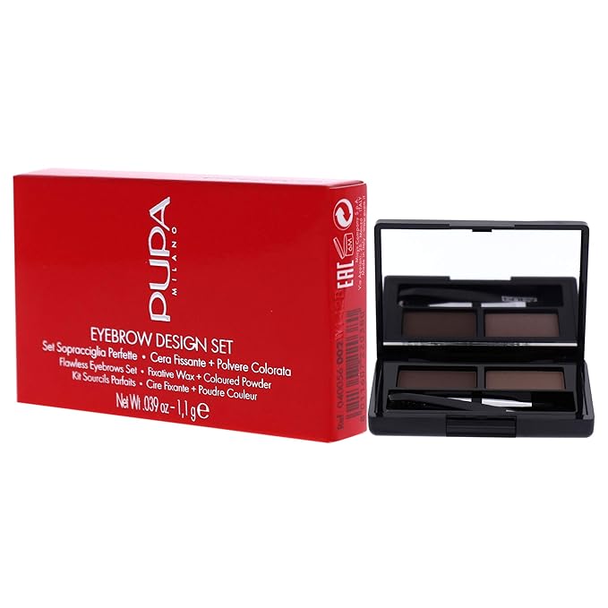 Eyebrow Design Set - 002 Brown by Pupa Milano for Women - 0.039 oz Eyebrow Powder