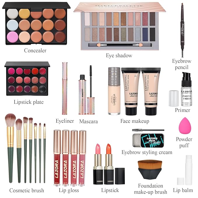 LAZORA Makeup Kit for Women Full Kit Makeup Set Multipurpose Bundle Holiday Gift Box Essential Starter Bundle Include Full Makeup Kit for Girl (Box2)