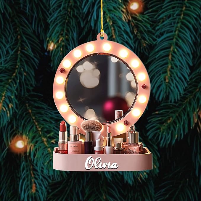 Personalized Makeup Tools Christmas Ornament 2024, Makeup Box Christmas Ornament Gift for Makeup Artist, Christmas Tree Decor for Makeup Shop, Gift for New Makeup Coworkers (MKH13)