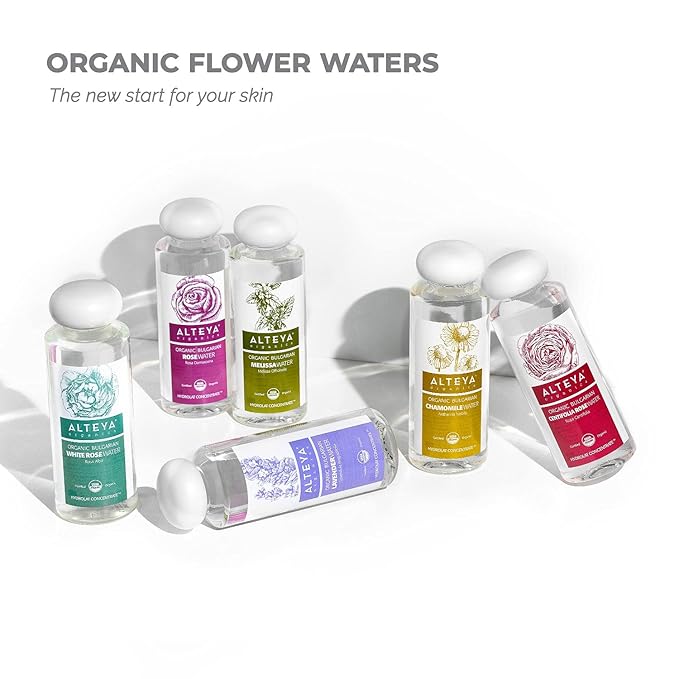 Alteya Organics Rose Water USDA Certified Organic Facial Toner, 8.5 Fl Oz/250mL Pure Bulgarian Rosa Damascena Flower Water, Award-Winning Moisturizer BPA-Free Bottle with Reducer