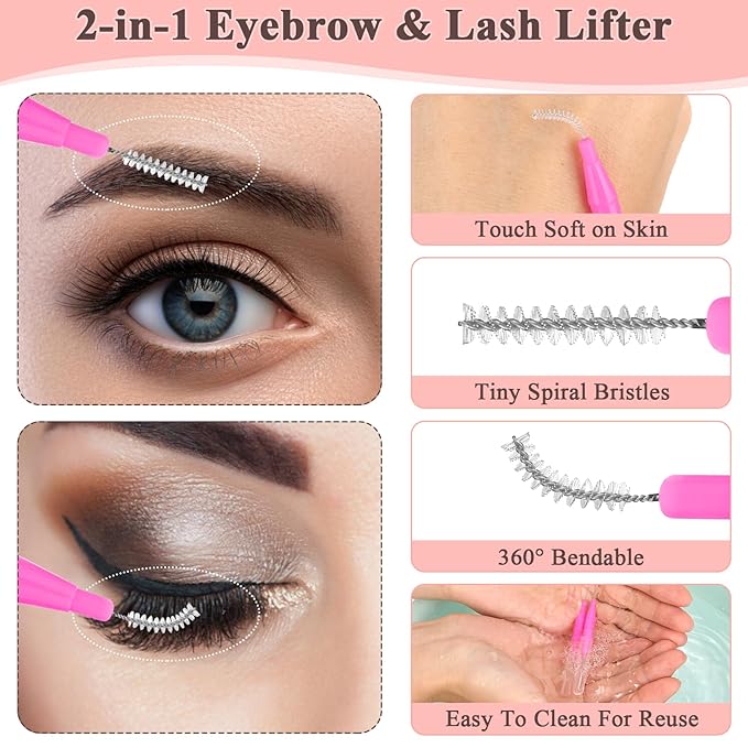 120-Piece Micro EyeBrow Lash Brush Set - Professional Beauty Spoolies with Cap for Makeup, Brow Lamination and Travel - Perfect for Makeup Artists/Starters, Beauty Lovers, and Gifting