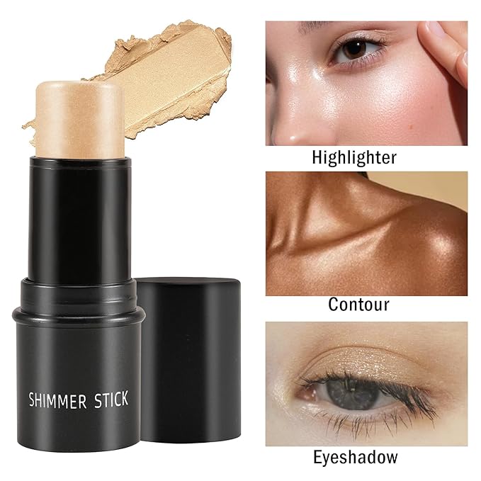Boobeen Highlighter Makeup Stick Highlighter Bronzer Stick Glow Face Illuminator Highlight Contouring Sticks Waterproof Long-lasting
