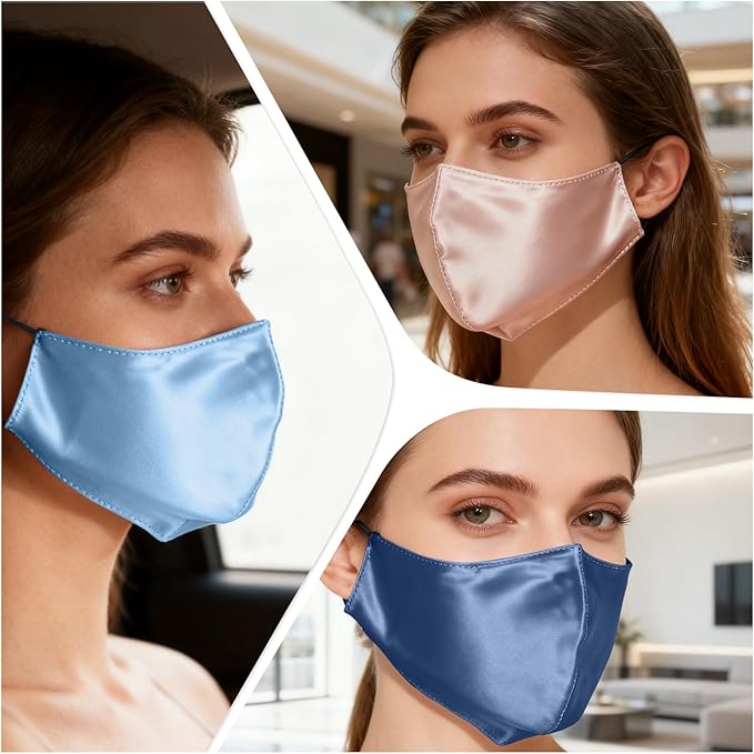 ZIMASILK 100% 22 Momme Mulberry Silk Face Mask for Men & Women, Reusable and Breathable Mouth Cover with Elastic strap