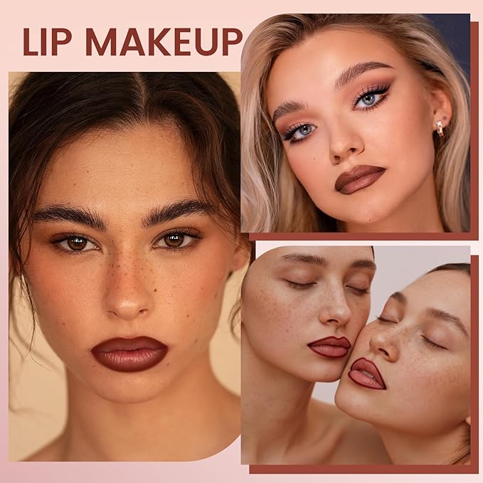 Noerrors 3Pcs Dusty Antique Rose Lip Liner and Lipstick Set Kit for Women Nude Brown Mauve Matte Fall Lipstick Shades Set Lip Stain Long Lasting Lipstick 24 hour Waterproof and Lip Liners Pencil Set