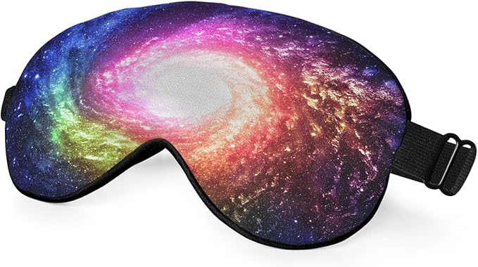 Starry Sky Silk Sleep Mask Mysterious Interstellar Universe Shining Soft Eye Shade Cover for Men Women Boy Girl Airplane Travel with Elastic Strap