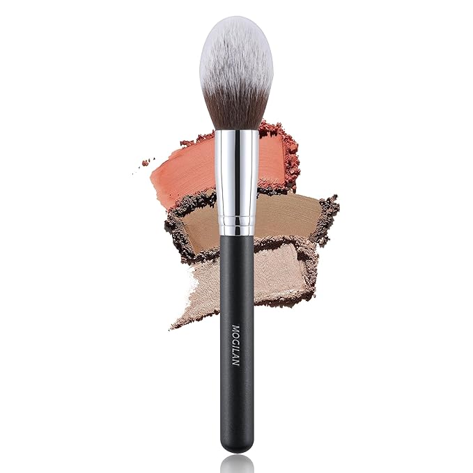 Blush Brush for Cheeks Fluffy Tapered Makeup Brush for Mineral Setting Powder Bronzer Buffing Applicator Large Face Make Up Tool Black