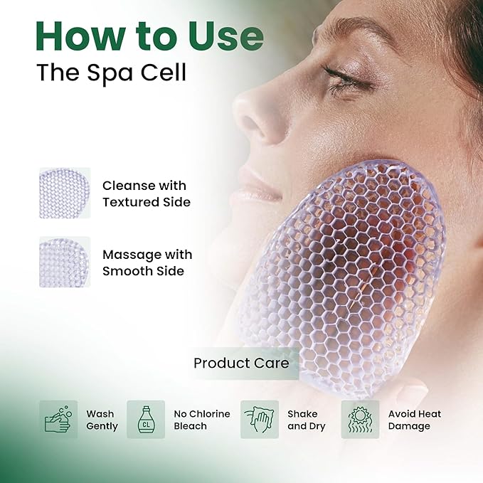 Panthenol Soap-Free Gel Cleanser Bundle with Supracor SpaCells Exfoliating Facial Sponge | Hydrating Cleanser & Honeycomb Exfoliating Glove for Deep Skin Cleansing | Panthenol Cleanse