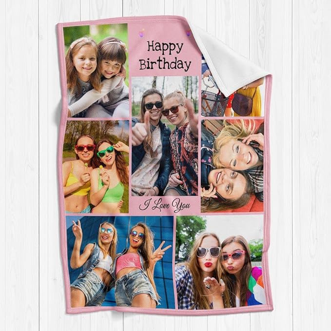 Custom Blanket with Photos, Personalized Photo Blankets Using My Own Photo, Customized Blankets with Picture, Personalized Birthday Gifts for Women Men, Personalized Gifts for Best Friends