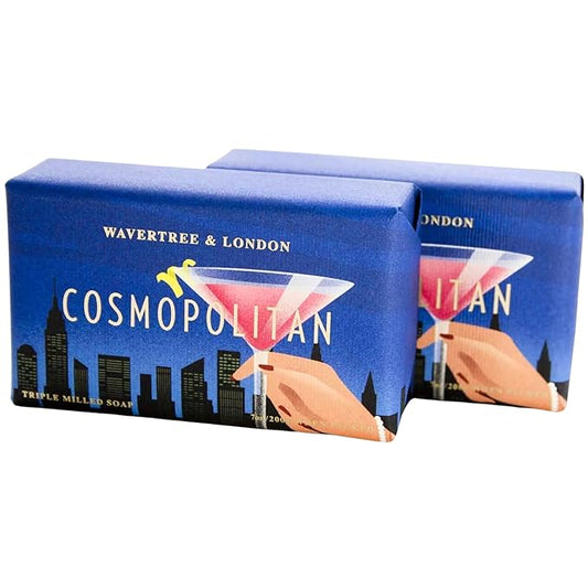 Wavertree & London Cosmopolitan Scented Natural Soap (2 Bars), 7oz Moisturizing French Triple Milled Soap Bars enriched with shea butter - Pure Plant Based Bath & Body Bars for All Skin Types