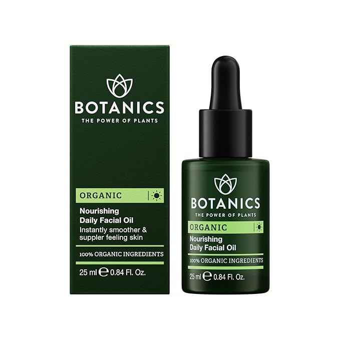 Botanics Hydrating Face Oil for Women & Men - Organic Nourishing Daily Facial Oil - Enriched with Argan & Rosehip Oil - Lightweight & Non-Greasy - Vegan & Cruelty-Free Skin Care (0.84 Fl Oz)