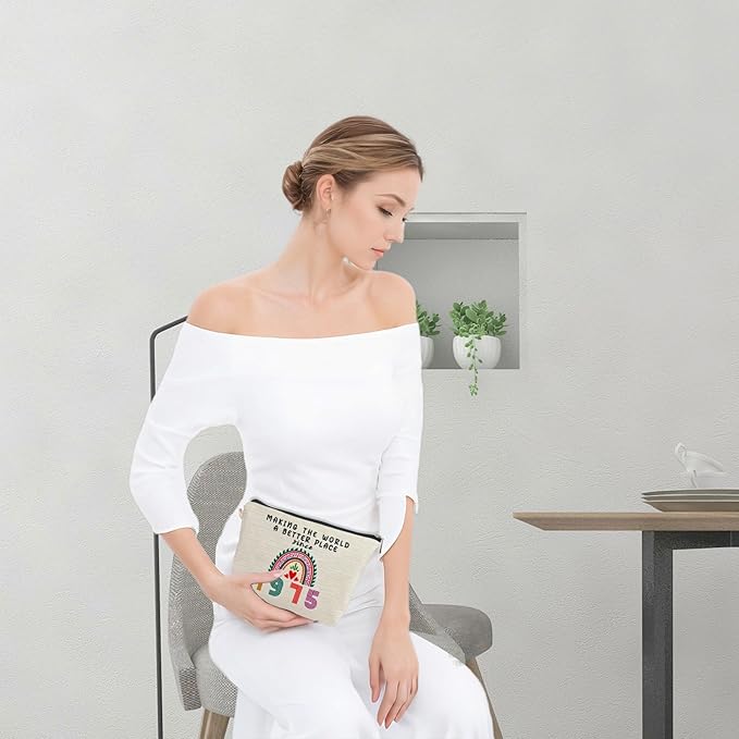 ancpeany 50th Birthday Gifts for Her, Funny 1975 50th Birthday Decorations Makeup Bag, Anniversary 50 Old Year Gift Ideas for Women, Wife, Sister, Mom, Aunt, Cool Cosmetic Travel Bag for Mothers Day