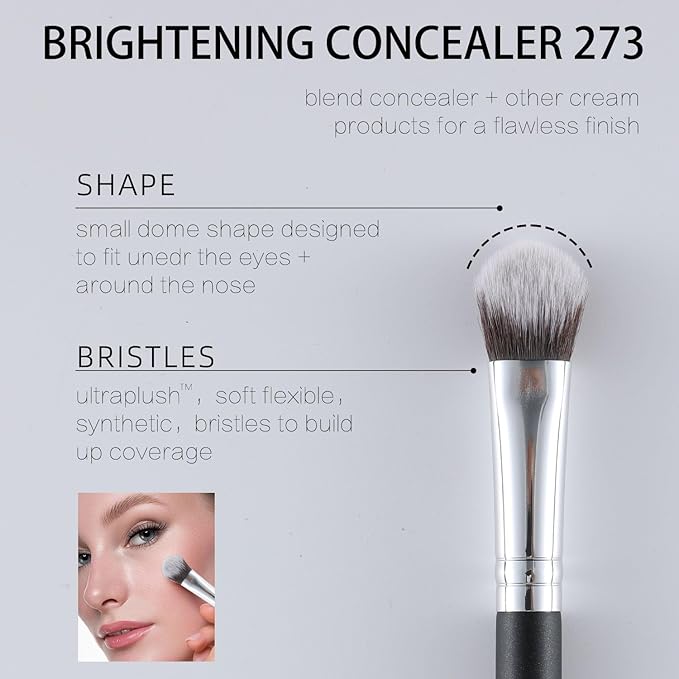 ENERGY Kitten Paw Concealer Brush – Precision Angled Makeup Brush for Under Eye & Spot Coverage – Soft Synthetic Bristles for Liquid & Cream Blending(273 Brightening Concealer Brush)