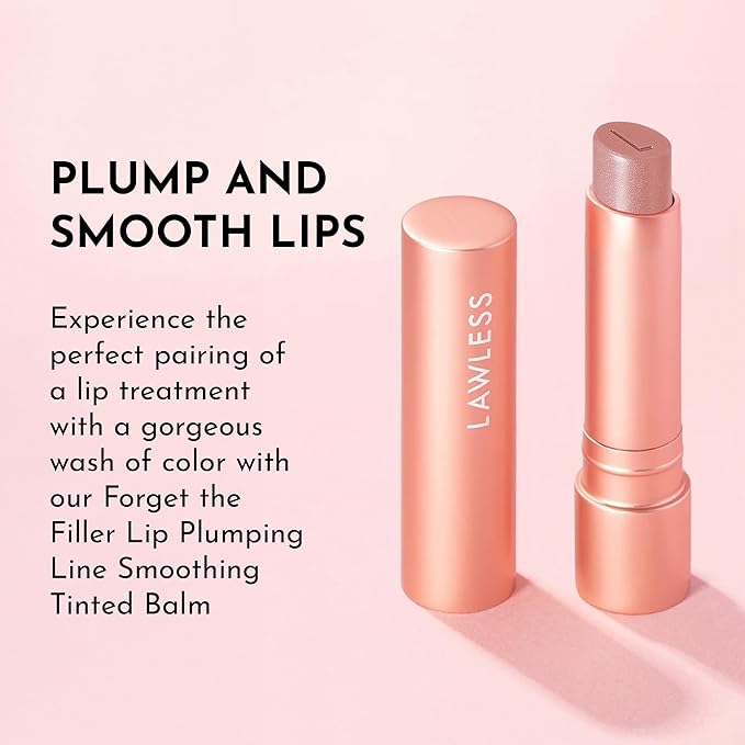 Lawless Forget the Filler Lip Plumping Line Smoothing Tinted Balm - Sweetie - Premium Tinted Lip Balm with Natural Ingredients to Plump and Smooth Lips for a Firmer, Fuller Look - 0.09 oz