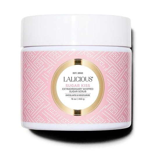 LALICIOUS Extraordinary Sugar Kiss Sugar Scrub, Exfoliating Body Scrub with Coconut Oil & Honey, Moisturizing Body Exfoliator for Glowing Radiant Hydrating Skin, Zero Greasy, No Parabens - 16oz