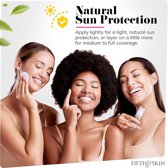 Fifth & Skin: Better’n Ur Skin Liquid Foundation (DEEP TAN) - Natural, Organic, Vegan, Cruelty-Free - Gluten-Free Beauty with Buildable Coverage and Palm-Free Luxury - 1 oz