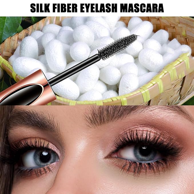 4D Silk Fiber Lash Mascara Waterproof - Stocking Stuffers Gifts for Women Natural Long Lasting Mascara Black Volume and Length, Christmas Xmas Presents Gifts for Girls