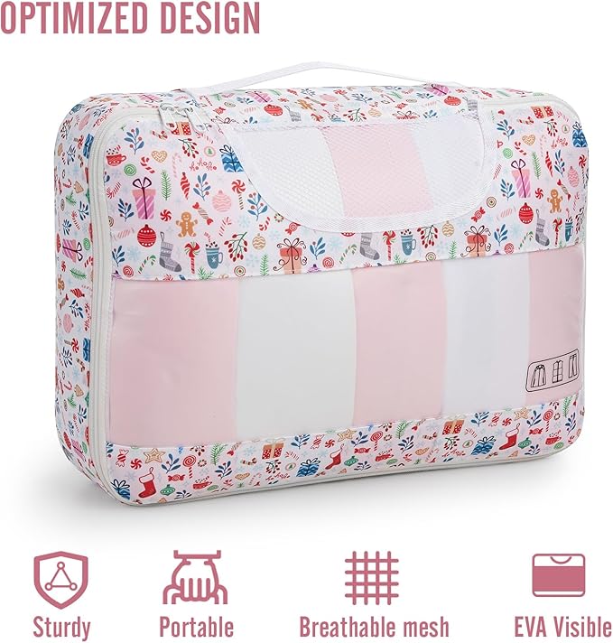 Veken 8 Set Packing Cubes for Travel Kids, Beach Vacation Essentials Accessories for Cruise Ship, Suitcase Organizer Bags for Luggage with Hanging Toiletry & Shoe Bag, Birthday Gifts for Women Mom Her