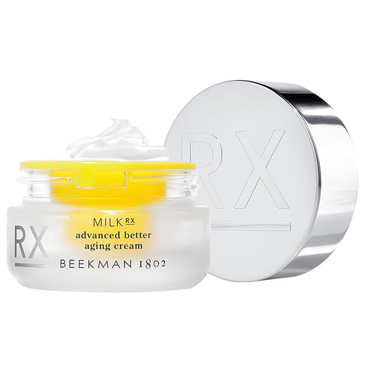 Beekman 1802 Milk RX Advanced Better Aging Face Cream Mini, Goat Milk Protein Exosomes & Polypeptide Facial Moisturizer, Doctor Formulated for Collagen Boosting & Firming, Fragrance Free, 0.51 Fl Oz