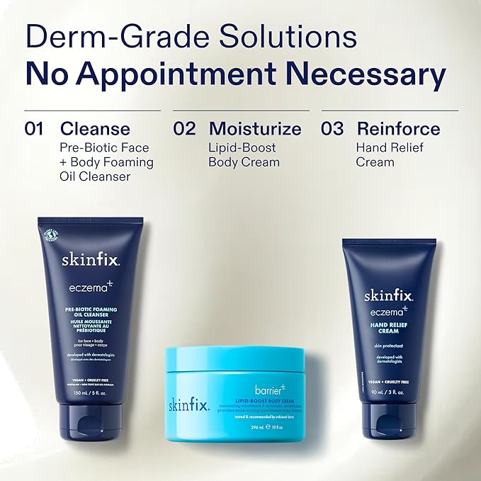 Skinfix Hand Relief Cream - 3 fl oz - Reduces Visible Redness, Stinging & Cracking for Dry, Sensitive Skin - Accepted by the National Eczema Association - Fragrance Free - Vegan, Cruelty Free