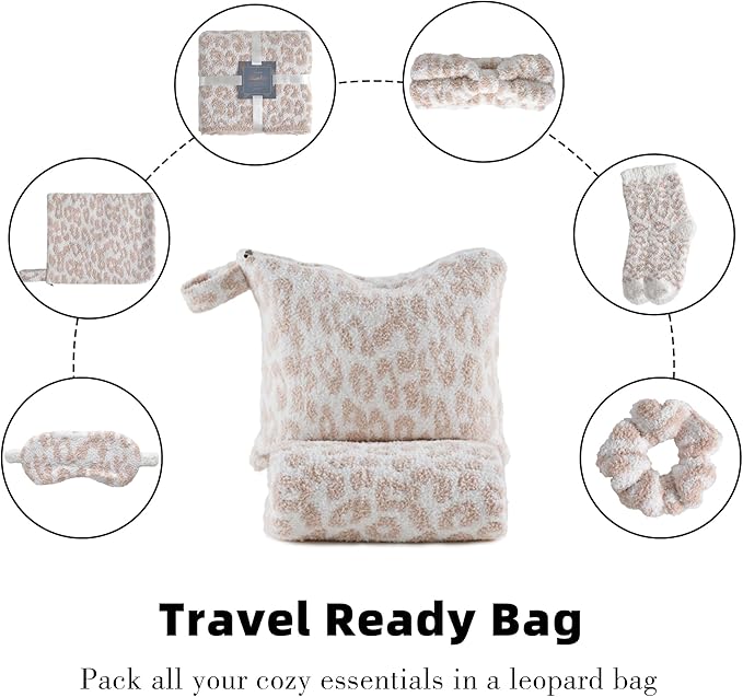 Birthday Box Care Package Get Well Soon Gift Baskets Self Care Gifts for Women, Birthday Gift Basket for Her, Leopard Print Gifts for Women Mom Wife Daughter Sister Friends Leopard Khaki