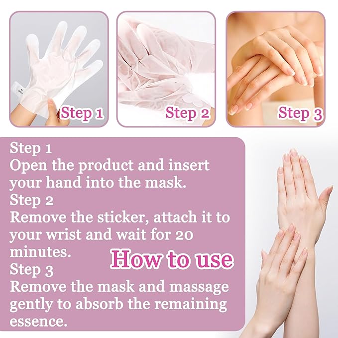 Hydrating Hand Masks, 6PCS Hand Mask Moisturizing Gloves for Men Women, Smooth Long Lasting Soft Exfoliating Hand Peeling Spa Mask Moisturizer Beauty Gift Set for Dry Cracked Rough Dull Hands（F)