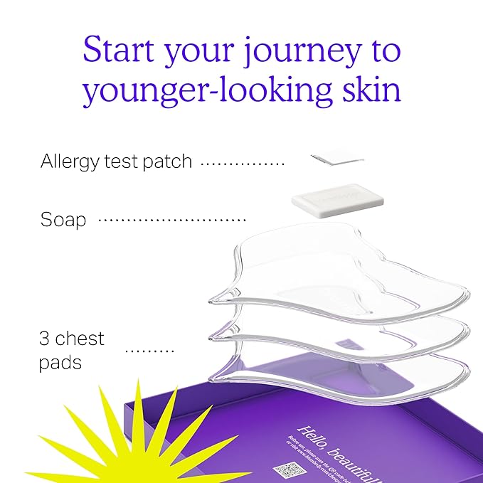 BLUMBODY Chest Wrinkle Pads – Anti-Wrinkle Silicone Patches Skin Firming, Smoothing – Reusable Overnight Chest Pad – Anti-Aging Crepe Erase Pads – Neck, Décolleté (1.5-Month Supply)